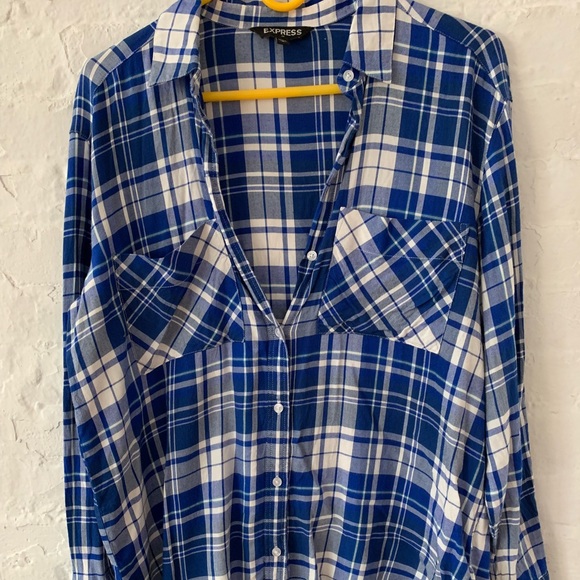 Express Blue & White Flannel - Picture 1 of 4